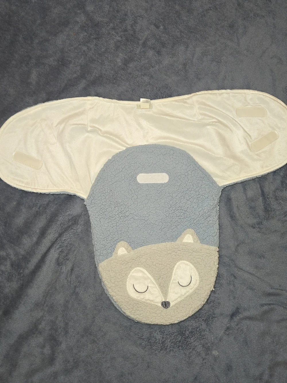 Chick pea Light Blue Sherpa Baby Sleep Sack with Fox Applique